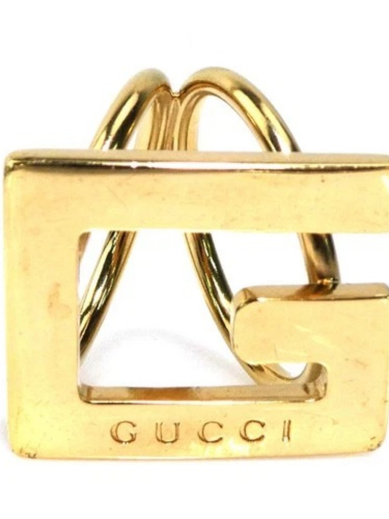 Auth Gucci G Logo Scarf Ring Gold Metal - E61125